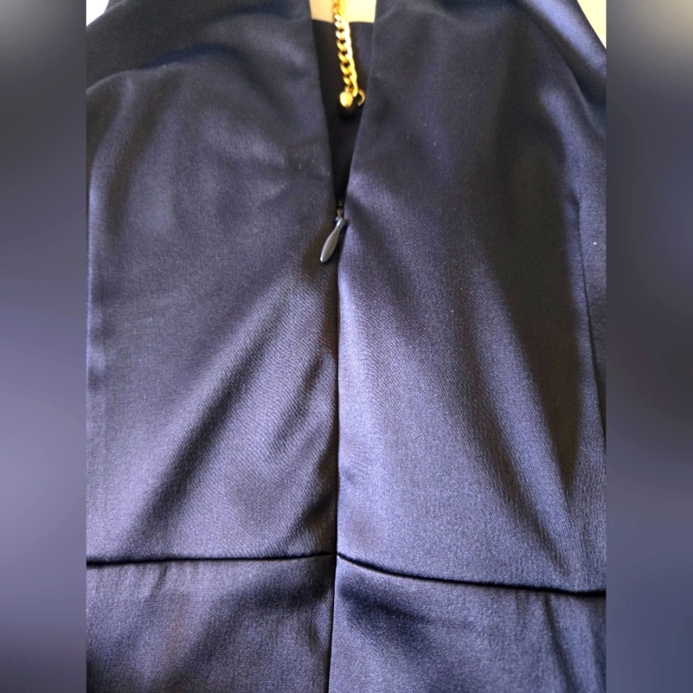 Blue Sleeveless Pleated Sheath Dress Size 8 - Picture 7 of 14